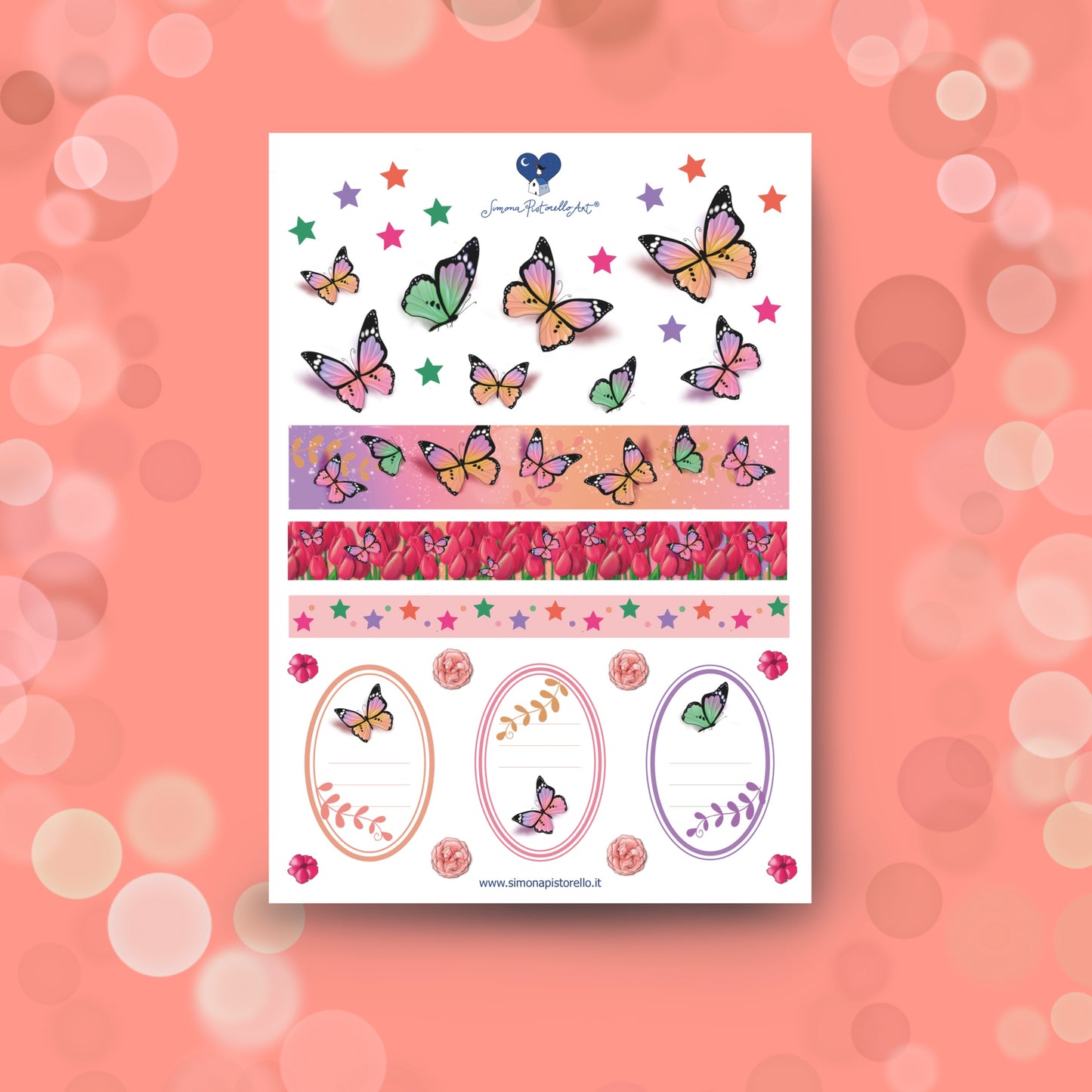 Foglio di stickers Farfalle