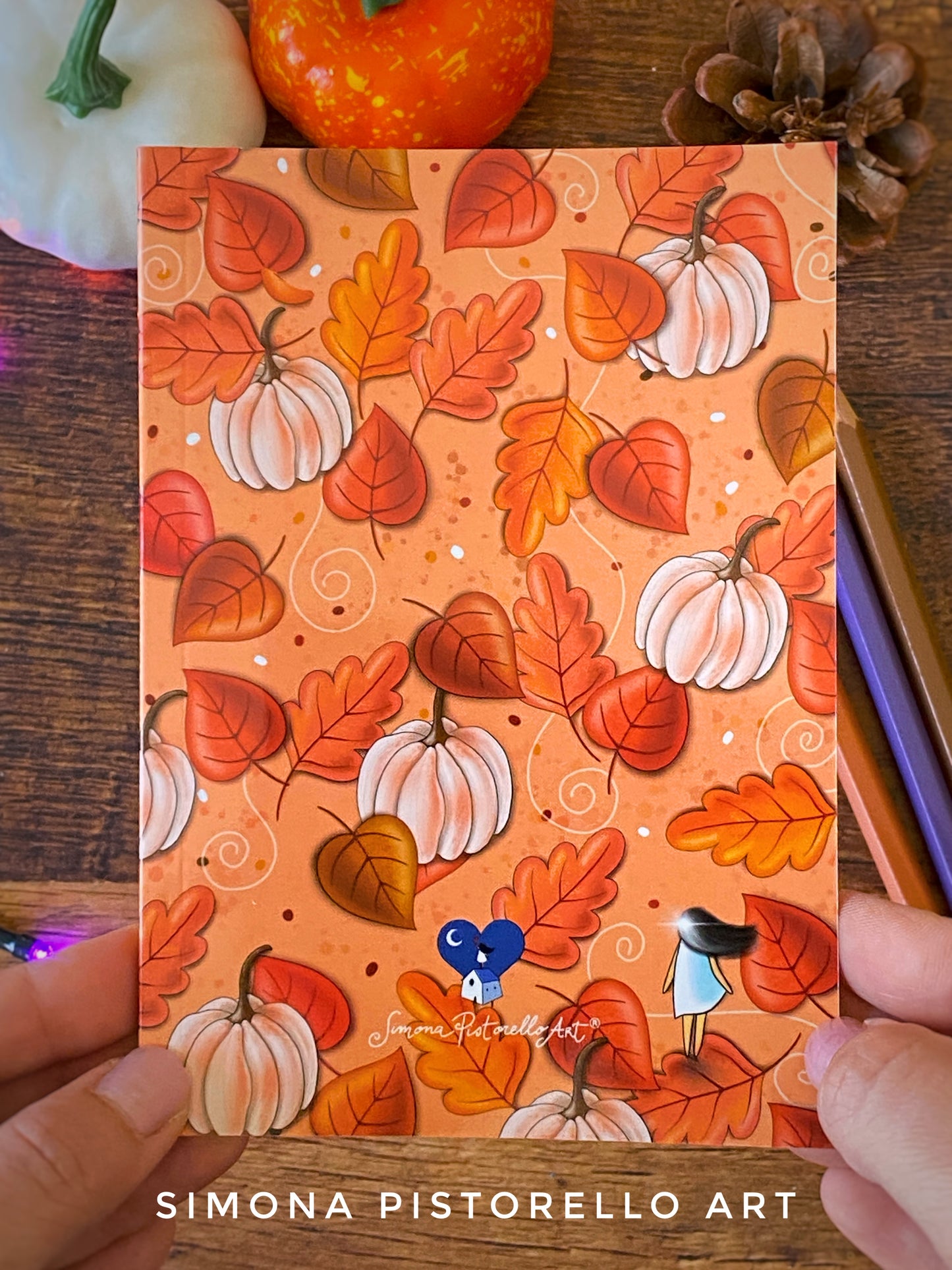 Quadernino "Foglie e Zucchette" a righe - formato A6