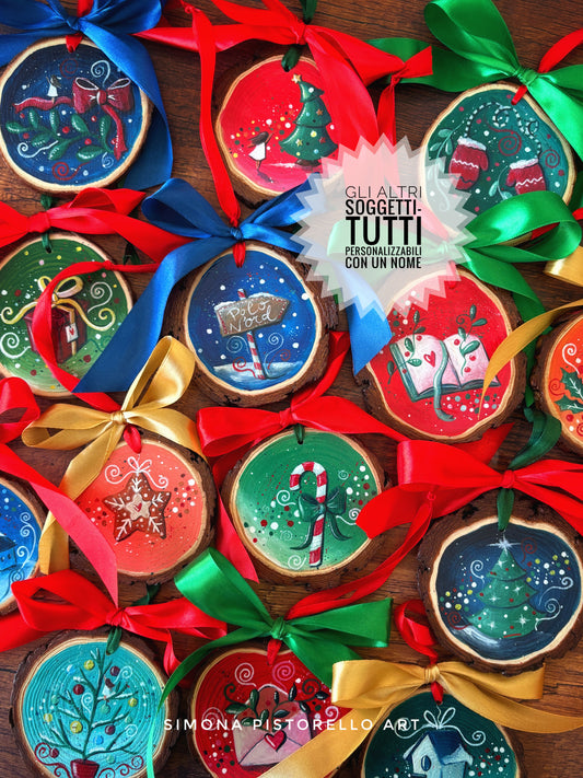 Decorazione di legno dipinta a mano - Biscotto (personalizzabile con nome)