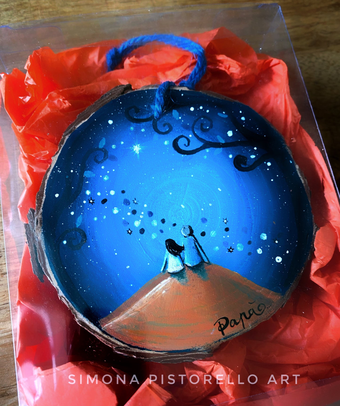 Tronchetto Festa del Papà, dipinto a mano