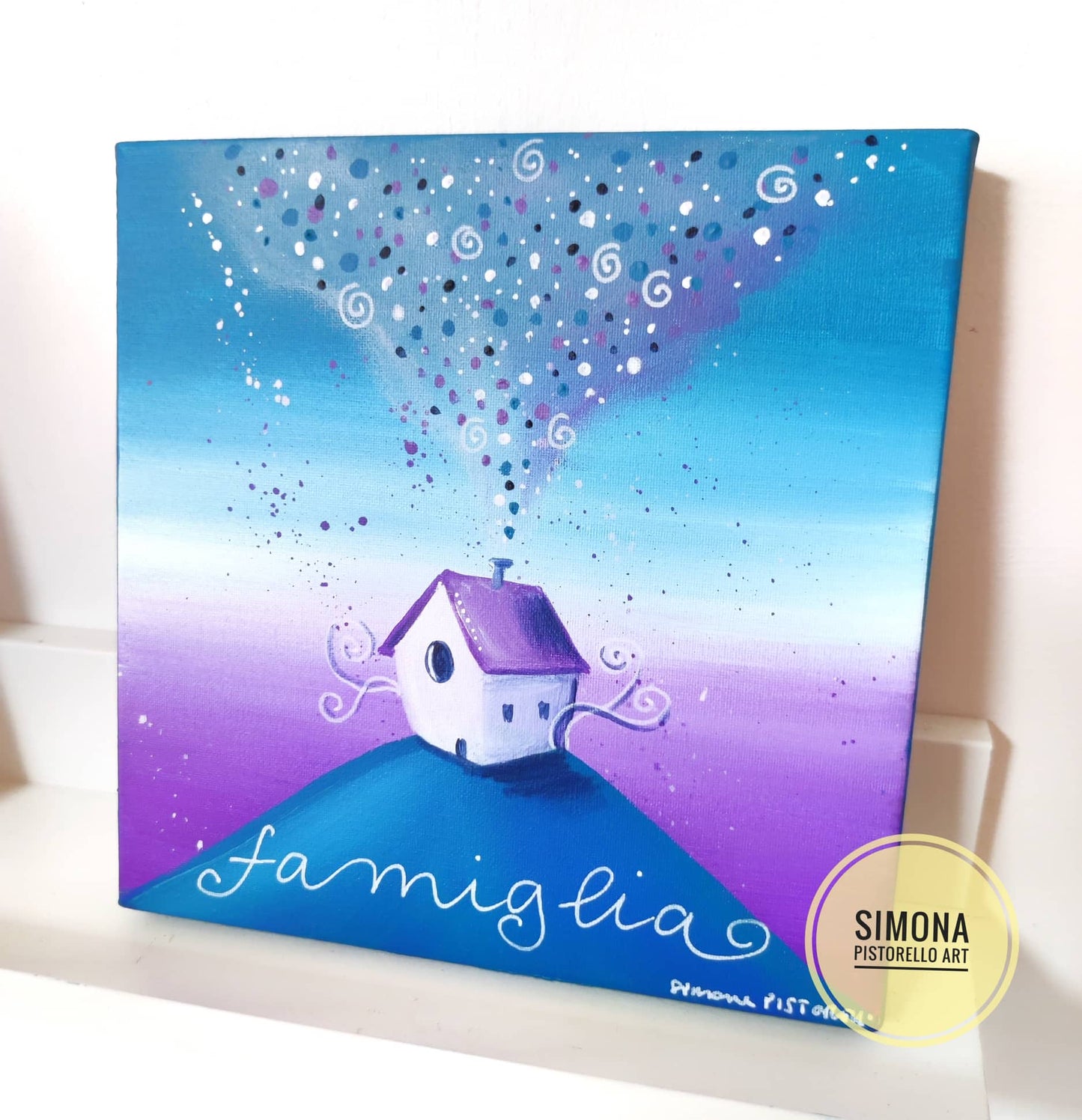 Dipinto Famiglia 15x15 cm