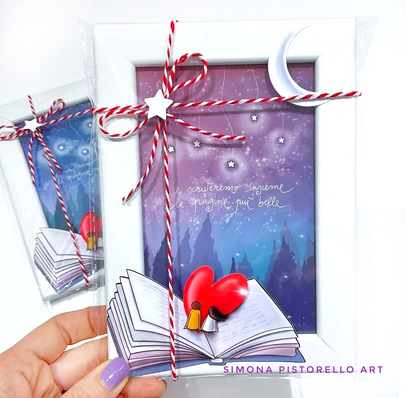 Quadro di San Valentino con cornice 13X18 cm - personaggi personalizzabili