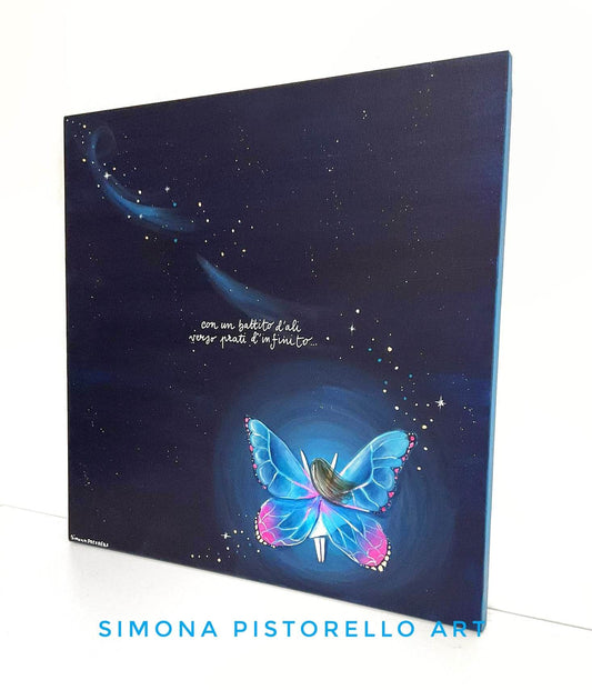 Dipinto "Con un battito d'ali verso prati d'infinito