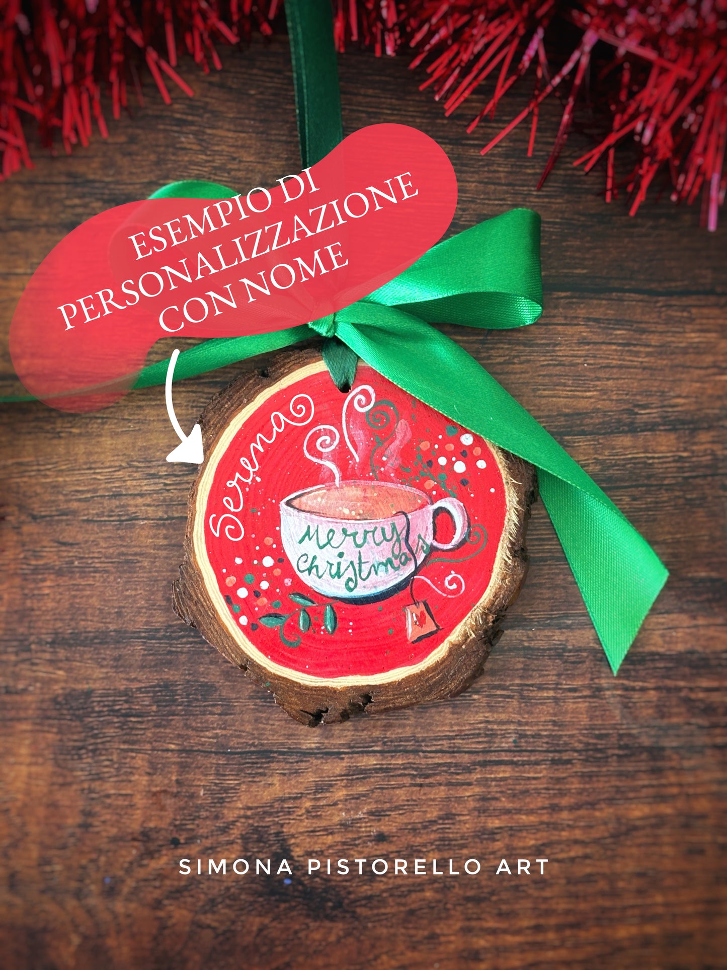 Decorazione di legno dipinta a mano - Polo Nord (personalizzabile con nome)