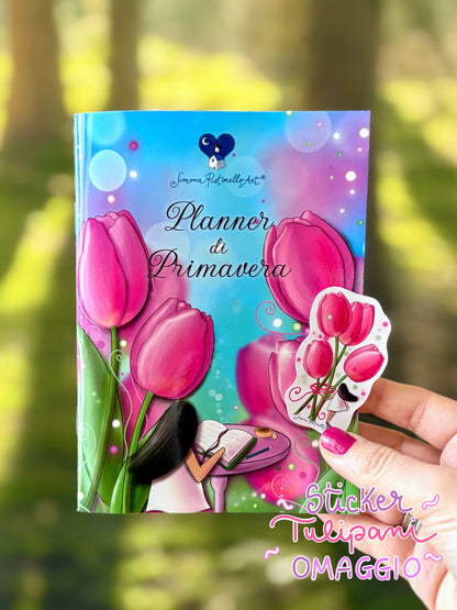 Planner di Primavera - mensile (da marzo a maggio), perpetuo + 1 sticker tulipani in OMAGGIO