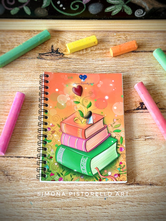 Quaderno A6 "Libri e Fiori"