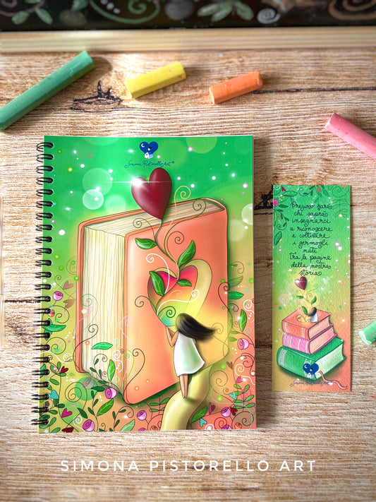 Quaderno A5 + segnalibro - "Libro Germoglio"