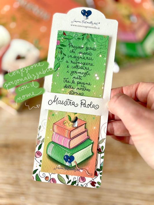 Segnalibro "Germoglio tra i libri" - con confezione regalo personalizzabile con nome
