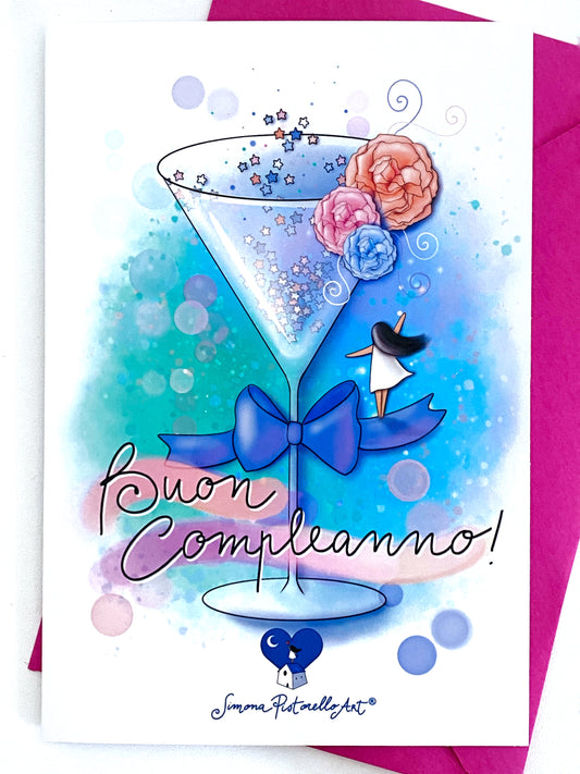 Biglietto Compleanno Bollicine con busta