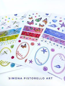 Set 3 fogli di stickers A5