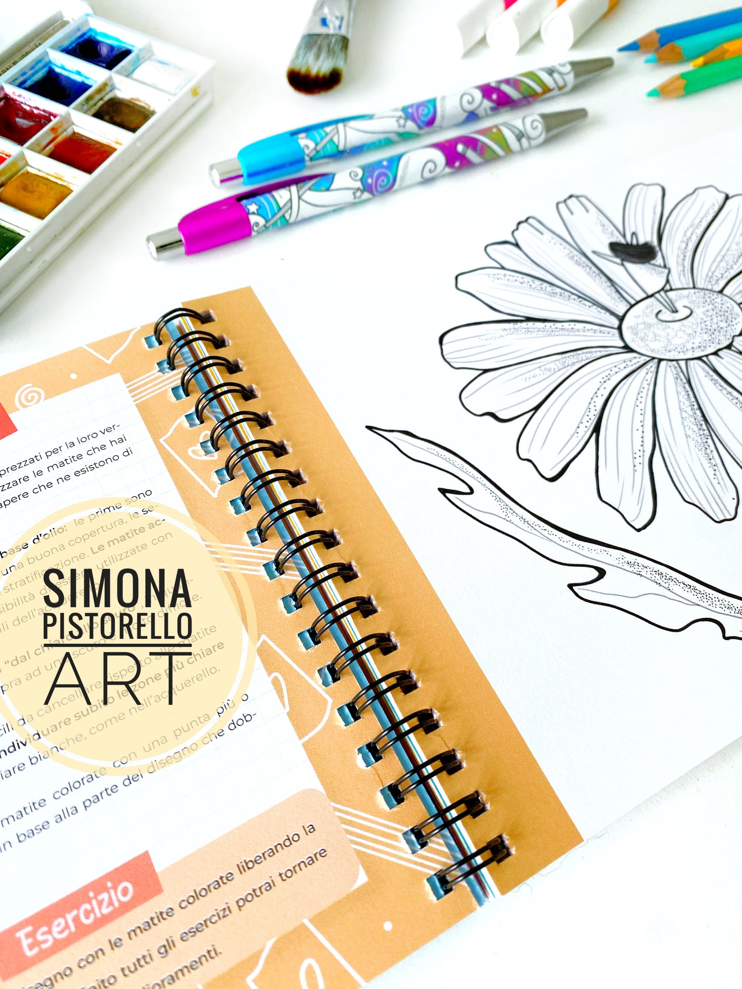 "Colora e Impara" - Colouring Diary per imparare le tecniche artistiche + 1 PENNA OMAGGIO