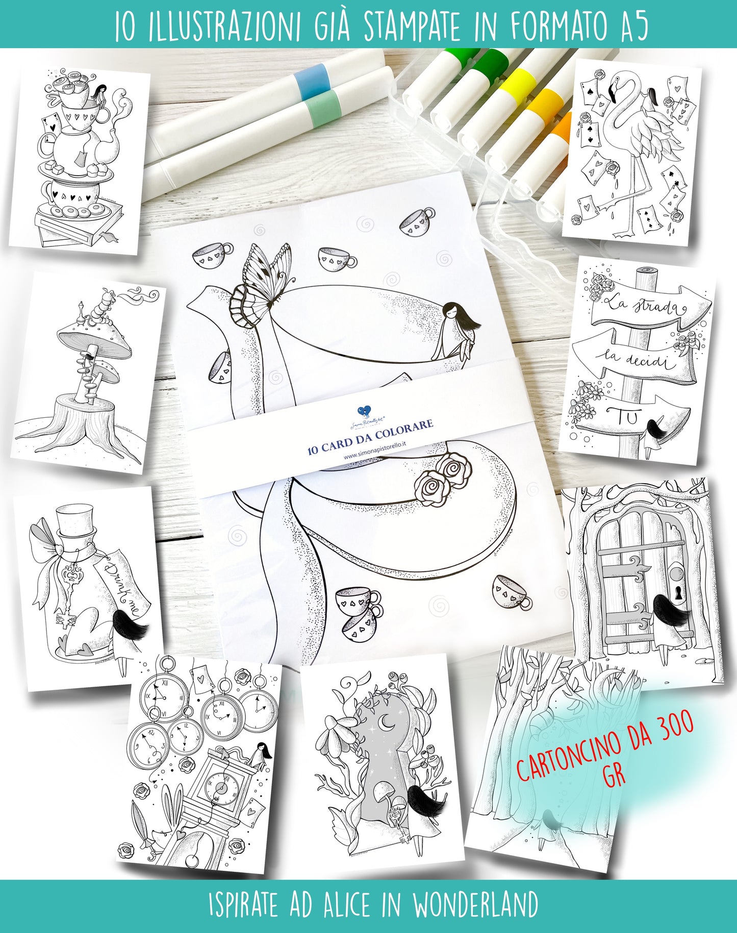 10 schede da colorare - cartoncino formato A5