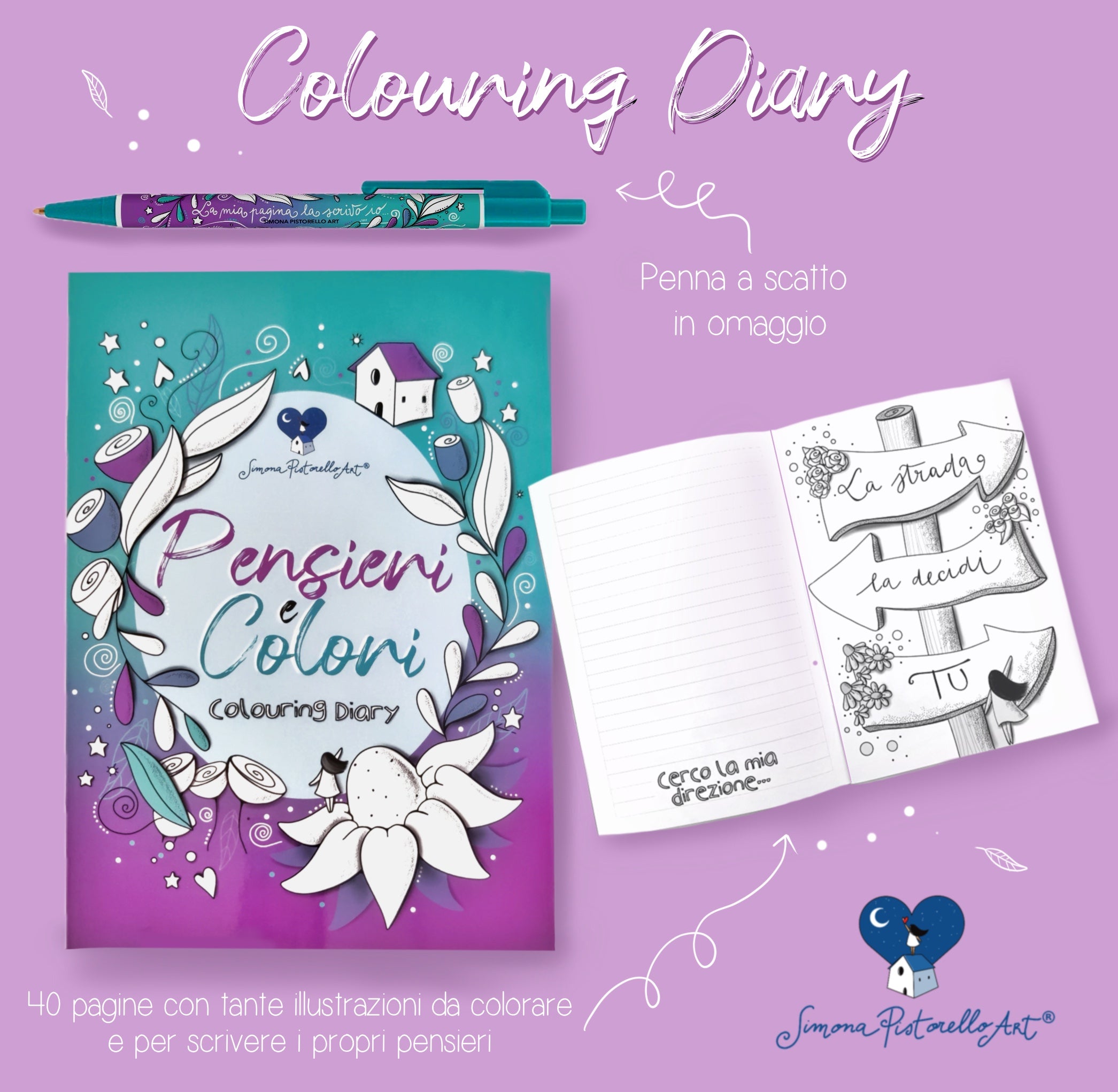 Colouring Diary Pensieri e Colori - con penna in omaggio