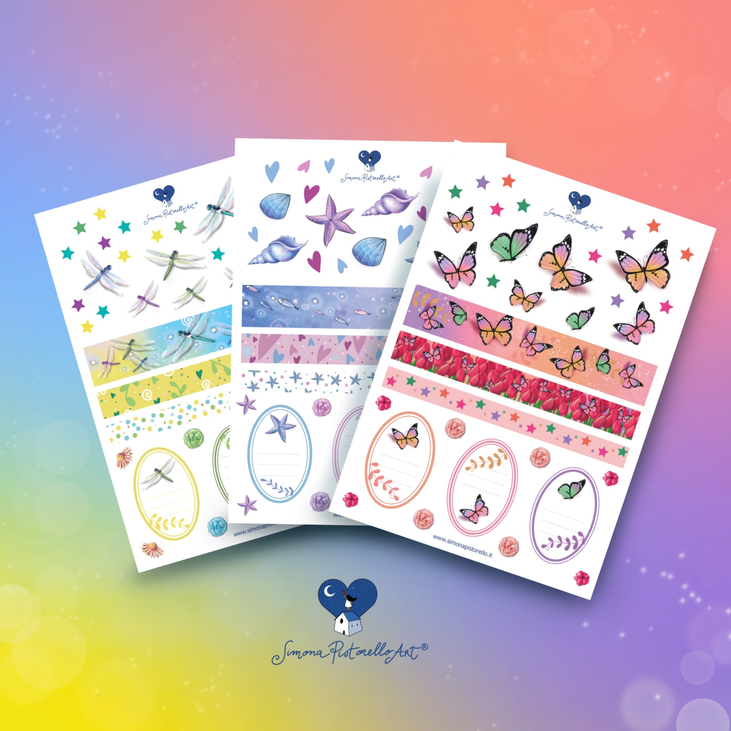 Set 3 fogli di stickers A5