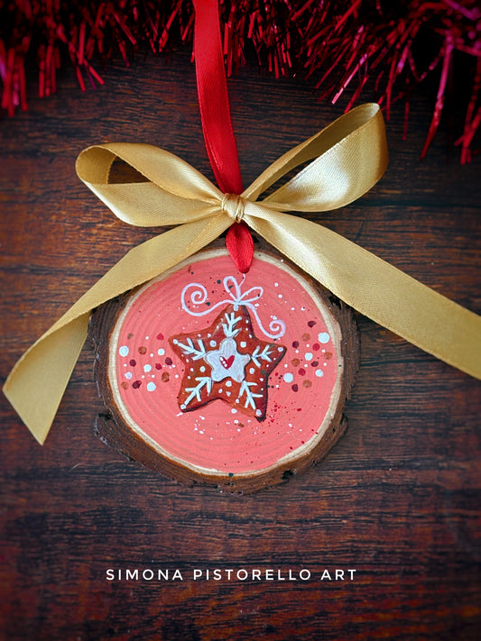 Decorazione di legno dipinta a mano - Biscotto (personalizzabile con nome)