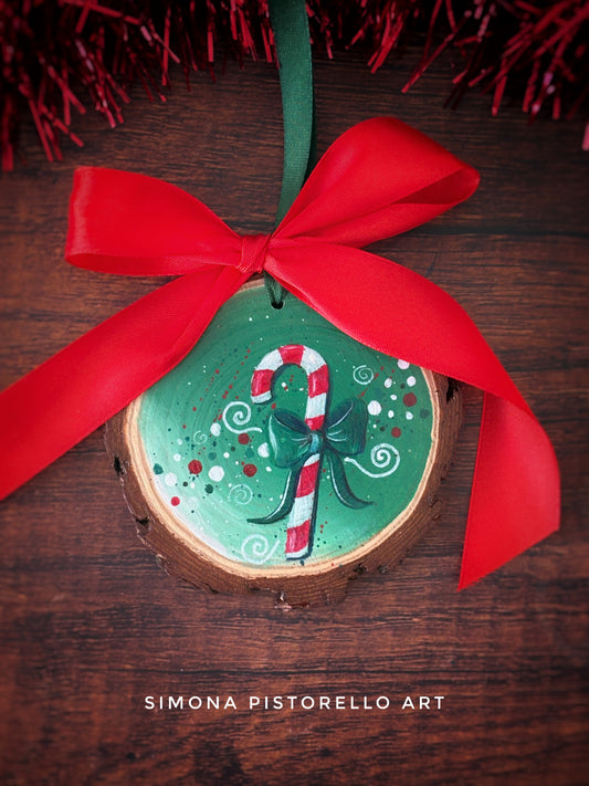 Decorazione di legno dipinta a mano - CANDY CANE (personalizzabile con nome)