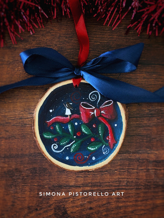 Decorazione di legno dipinta a mano - Fiocco (personalizzabile con nome)