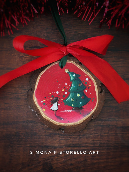 Decorazione di legno dipinta a mano - Alberello (personalizzabile con nome)