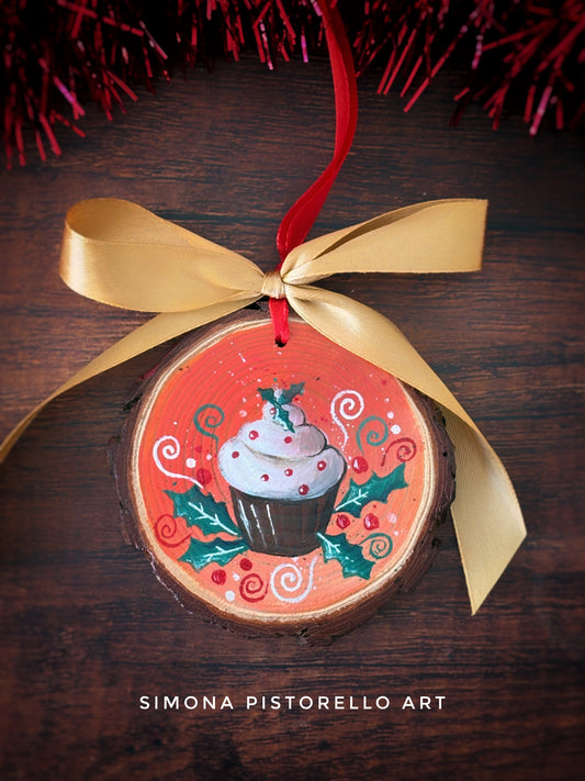Decorazione di legno dipinta a mano - Muffin (personalizzabile con nome)