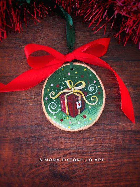 Decorazione di legno dipinta a mano - Pacchetto regalo (personalizzabile con nome)