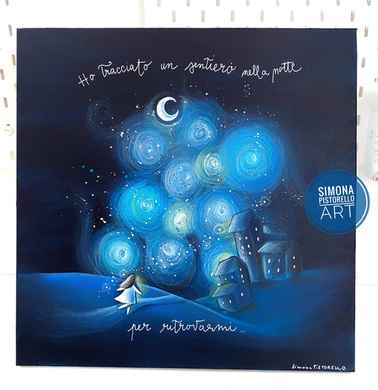 Dipinto su tela "Un sentiero nella notte".