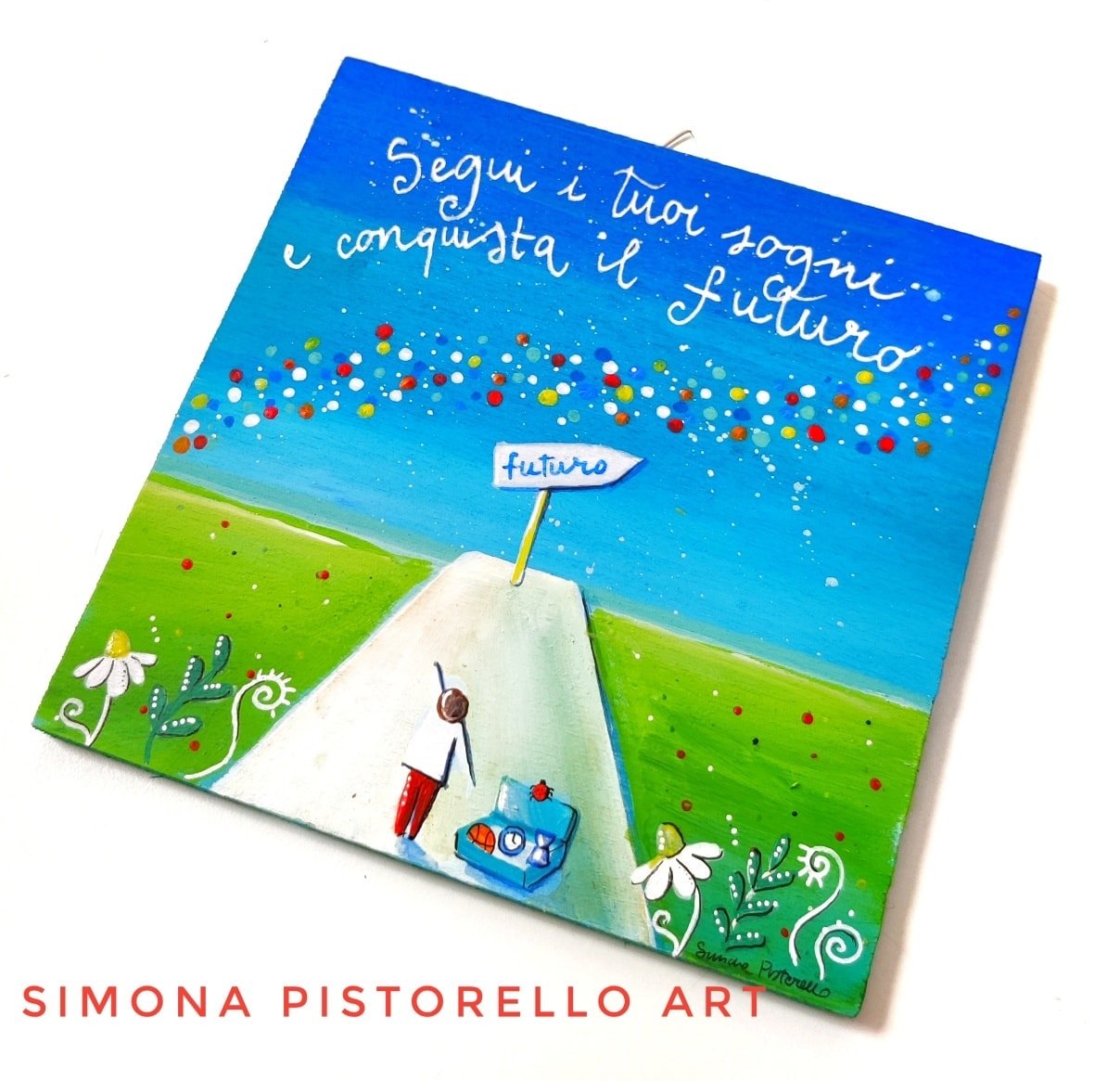 Dipinto su tavoletta di legno 15x15 cm