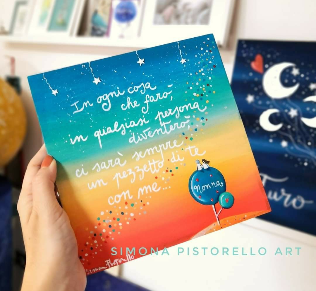 Dipinto su tavola di legno 20x20 cm