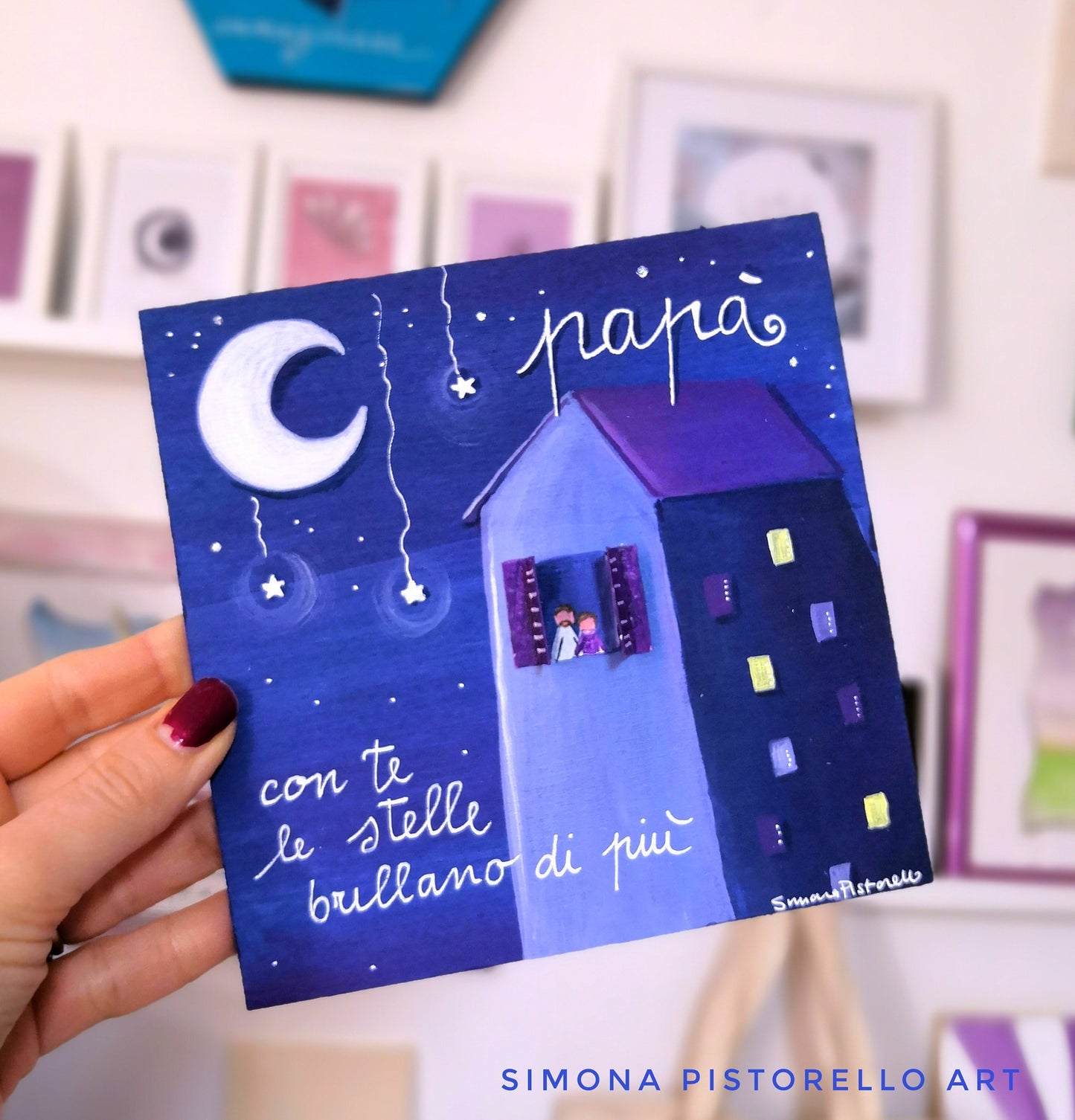 Dipinto su tavoletta di legno 15x15 cm