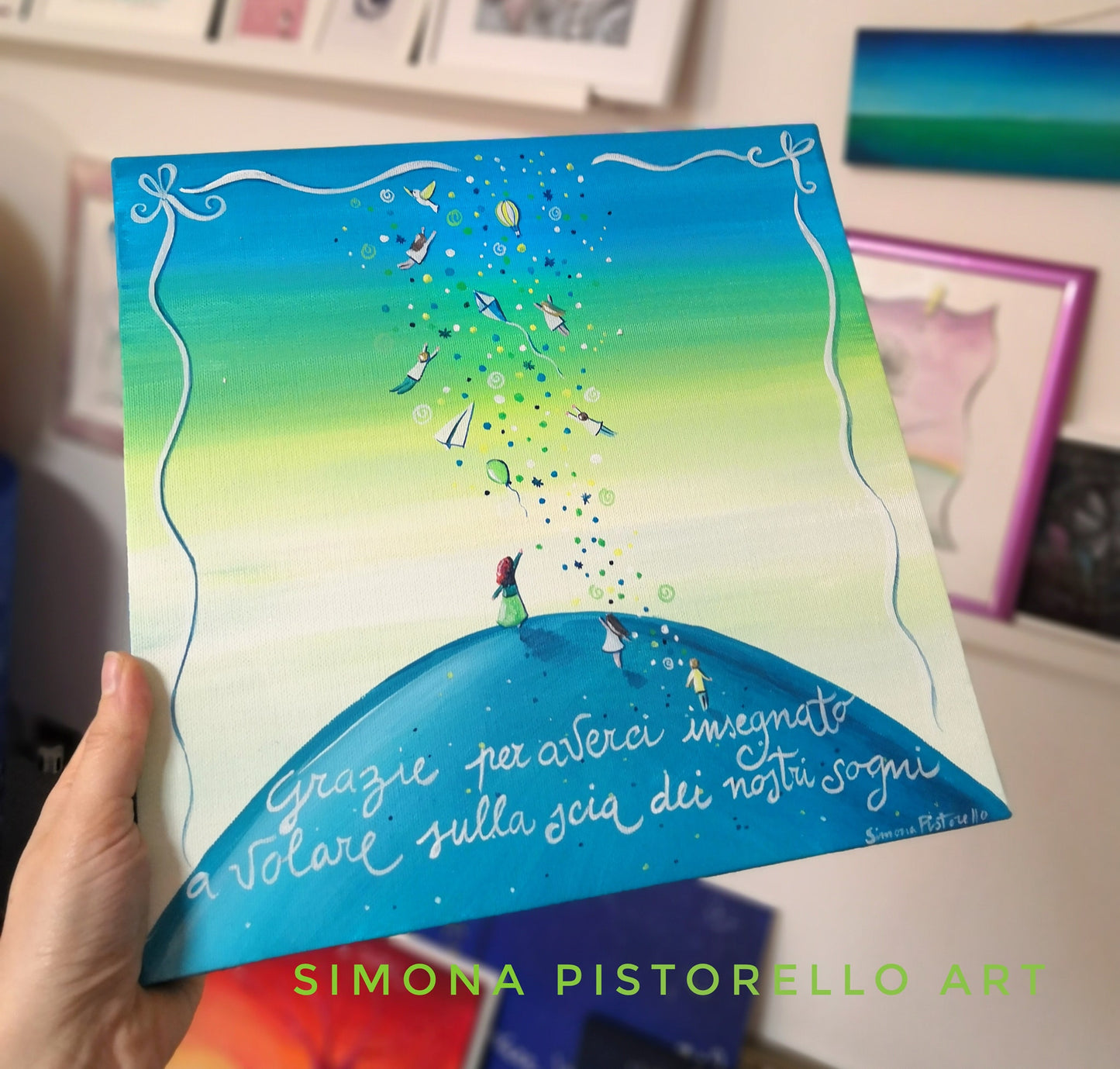 Dipinto su tavola di legno 20x20 cm