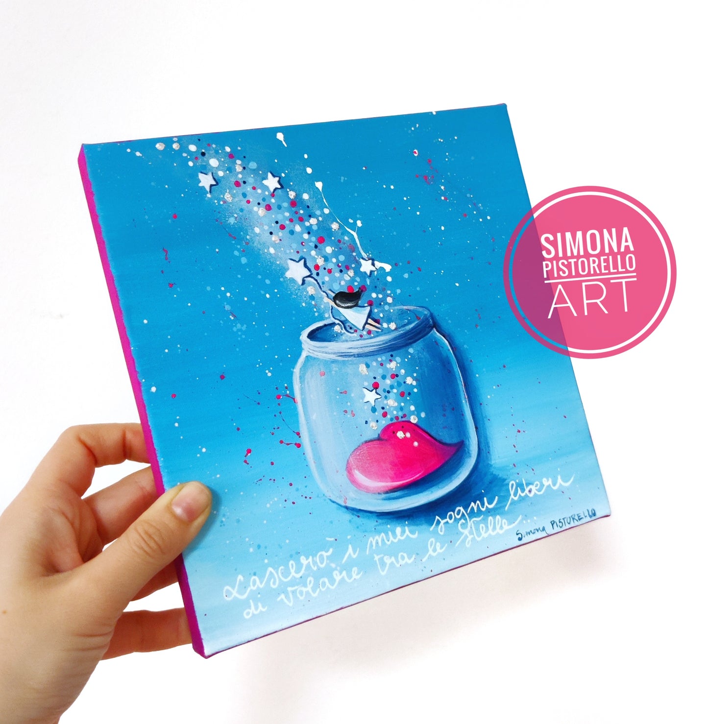 Dipinto "Lascerò i miei sogni liberi di volare tra le stelle