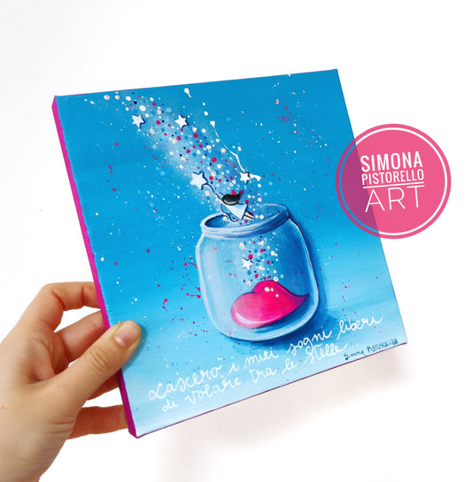 Dipinto "Lascerò i miei sogni liberi di volare tra le stelle