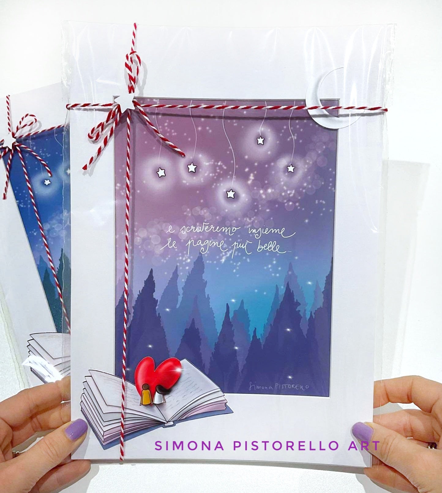 Quadro di San Valentino A4 senza cornice (con passepartout)  - personaggi personalizzabili